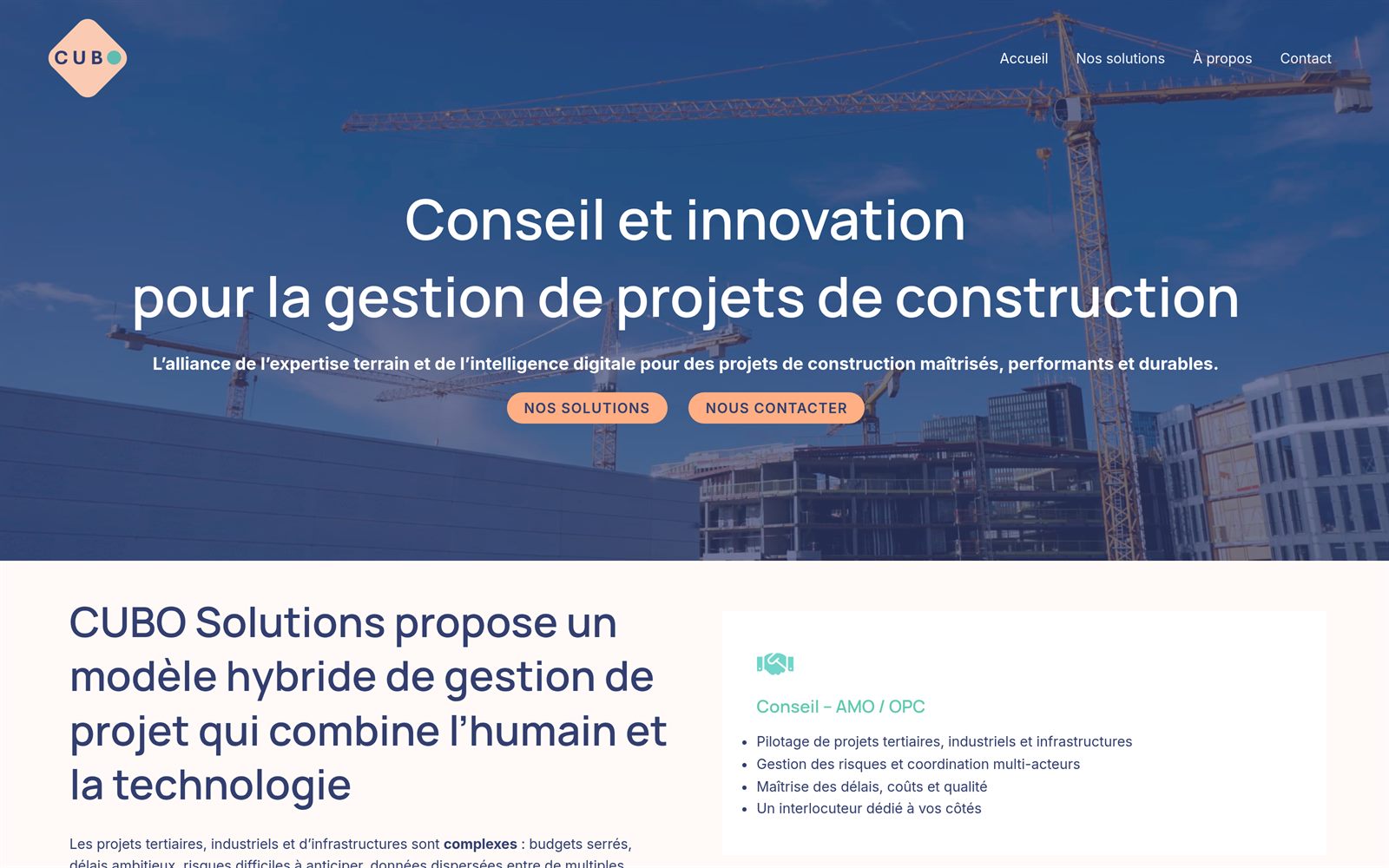CUBO Solutions — cabinet de conseil en gestion de projets de construction