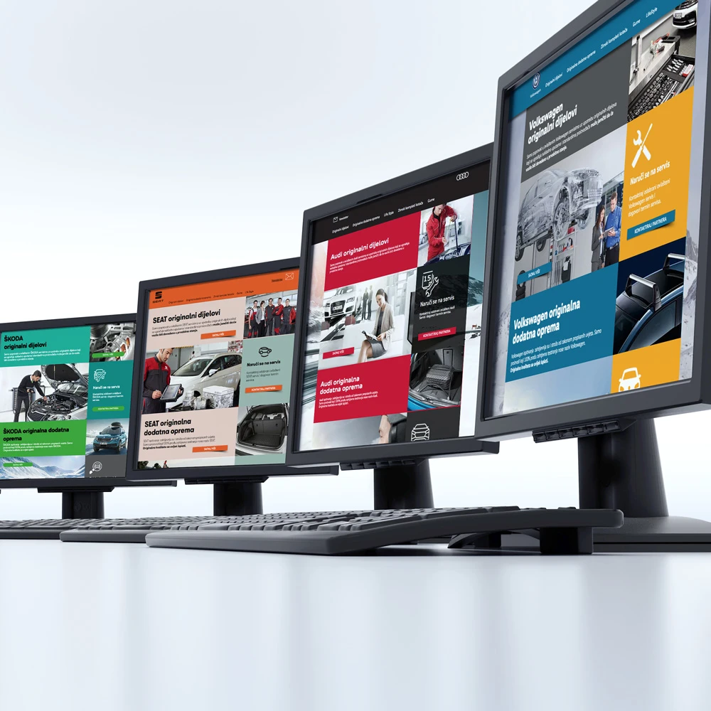 Webdesign e-commerce pièces automobiles décliné sur 4 chartes constructeurs — marché croate