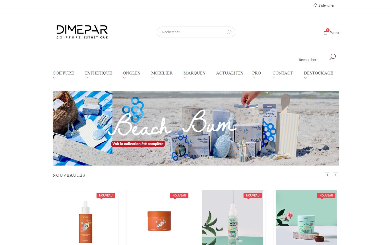 DIMEPAR — e-commerce PrestaShop du grossiste coiffure et esthétique (12 agences, 6000+ références)