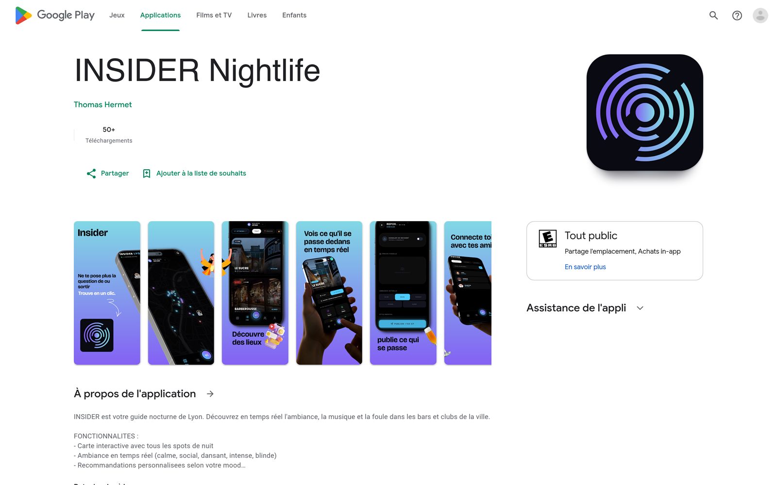 INSIDER Nightlife — application mobile Android pour bars et clubs à Lyon